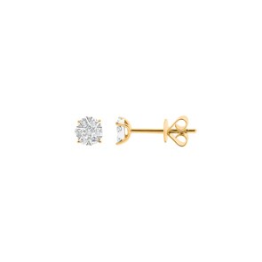 Clous d'oreilles or jaune 750/18 ct avec diamants 0.20 ct H/si