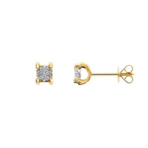 Clous d'oreilles or jaune 750/18 ct avec diamants 0.23 ct H/si