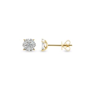 Clous d'oreilles or jaune 750/18 ct avec diamants 0.25 ct H/si