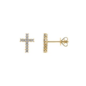 Ohrstecker 750/18 K Gelbgold mit Diamanten 0.25 ct H/si, Kreuz