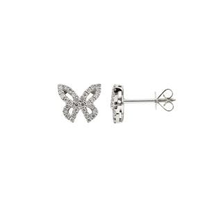 Ohrstecker 750/18 K Weissgold mit Diamanten 0.25 ct H/si, Schmetterlinge