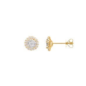 Clous d'oreilles or jaune 750/18 ct avec diamants 0.50 ct H/si