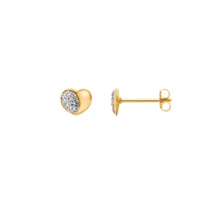 Ohrstecker 750/18 K Gelbgold mit Glassteinen, Herz