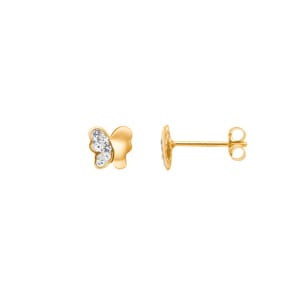 Ohrstecker 750/18 K Gelbgold mit Glassteinen, Schmetterling