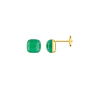 Ohrstecker 750/18 K Gelbgold mit grünem Achat