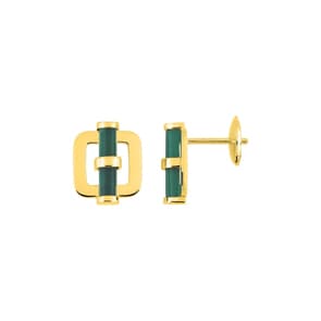 Ohrstecker 750/18 K Gelbgold mit grünem Achat