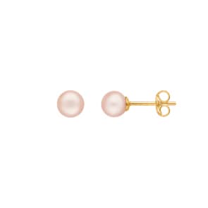 Ohrstecker 750/18 K Gelbgold mit rosa Süsswasserzuchtperle Ø 5mm