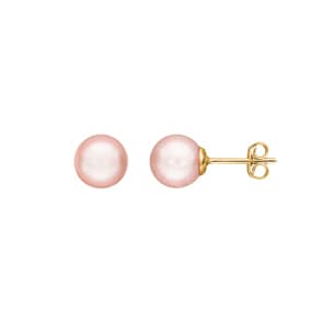 Ohrstecker 750/18 K Gelbgold mit rosa Süsswasserzuchtperle Ø 7mm