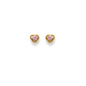 Ohrstecker 750/18 K Gelbgold mit rosa Zirkonia, Herz