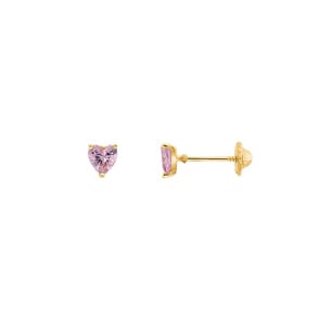 Ohrstecker 750/18 K Gelbgold mit rosa Zirkonia Herz