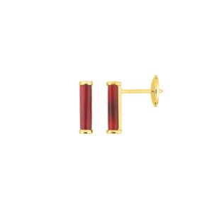 Ohrstecker 750/18 K Gelbgold mit rotem Achat