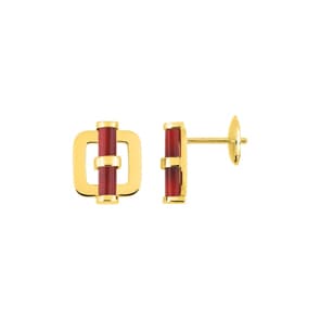 Ohrstecker 750/18 K Gelbgold mit rotem Achat