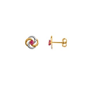 Clous d'oreilles or jaune 750/18 ct avec rubis