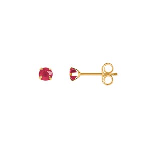 Clous d'oreilles or jaune 750/18 ct avec rubis Ø 3mm