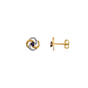 Clous d'oreilles or jaune 750/18 ct avec saphir