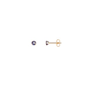 Clous d'oreilles or jaune 750/18 ct avec saphir Ø 3mm