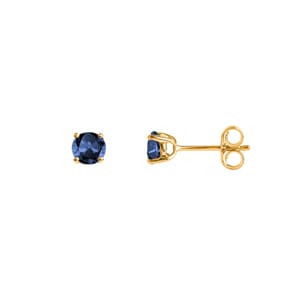 Clous d'oreilles or jaune 750/18 ct avec saphir Ø 4mm