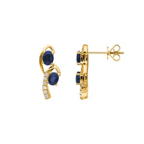 Ohrstecker 750/18 K Gelbgold mit Saphiren & Diamanten 0.08 ct H/si