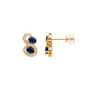 Ohrstecker 750/18 K Gelbgold mit Saphiren & Diamanten 0.21 ct H/si