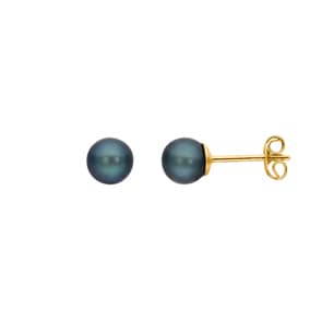 Ohrstecker 750/18 K Gelbgold mit schwarzer Süsswasserzuchtperle Ø 5mm