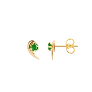 Clous d'oreilles or jaune 750/18 ct avec émeraude