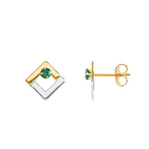 Clous d'oreilles or jaune 750/18 ct avec émeraude
