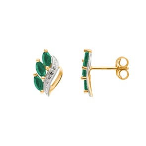 Clous d'oreilles or jaune 750/18 ct avec émeraude