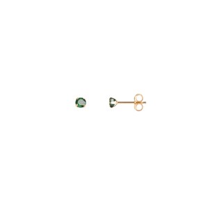 Clous d'oreilles or jaune 750/18 ct avec émeraude Ø 3mm