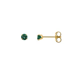 Ohrstecker 750/18 K Gelbgold mit Smaragd Ø 3mm
