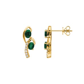 Ohrstecker 750/18 K Gelbgold mit Smaragden & Diamanten 0.08 ct H/si