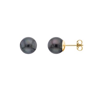 Ohrstecker 750/18 K Gelbgold mit Tahiti-Kulturperle Ø 8mm