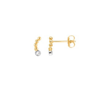 Clous d'oreilles or jaune 750/18 ct avec zircones