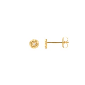 Clous d'oreilles or jaune 750/18 ct avec zircones