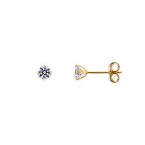 Ohrstecker 750/18 K Gelbgold mit Zirkonia 4-Griff Ø 3.5mm