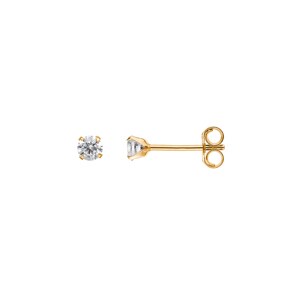 Ohrstecker 750/18 K Gelbgold mit Zirkonia 4-Griff Ø 3mm