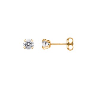 Ohrstecker 750/18 K Gelbgold mit Zirkonia 4-Griff Ø 4.5mm
