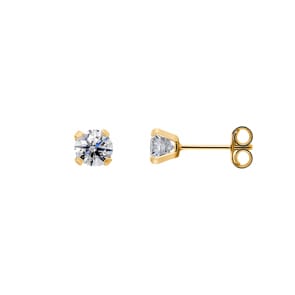 Ohrstecker 750/18 K Gelbgold mit Zirkonia 4-Griff Ø 4.5mm