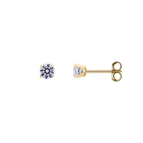 Ohrstecker 750/18 K Gelbgold mit Zirkonia 4-Griff Ø 4mm
