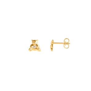 Ohrstecker 750/18 K Gelbgold mit Zirkonia, Bär