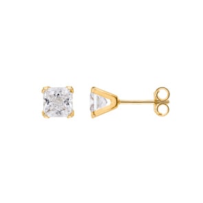 Ohrstecker 750/18 K Gelbgold mit Zirkonia carrée 5mm