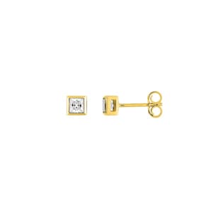 Ohrstecker 750/18 K Gelbgold mit Zirkonia carrée