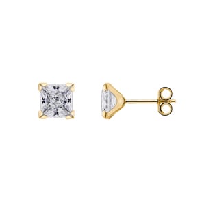 Ohrstecker 750/18 K Gelbgold mit Zirkonia carrée 6mm