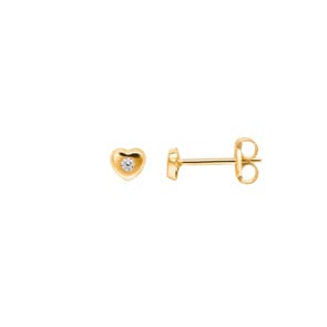 Ohrstecker 750/18 K Gelbgold mit Zirkonia, Herz