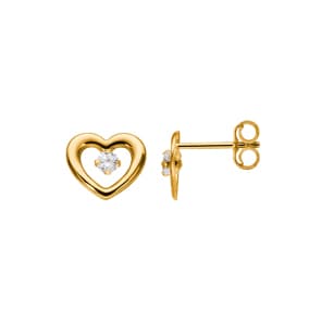 Ohrstecker 750/18 K Gelbgold mit Zirkonia - Herz