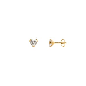 Ohrstecker 750/18 K Gelbgold mit Zirkonia Herz Ø 5mm