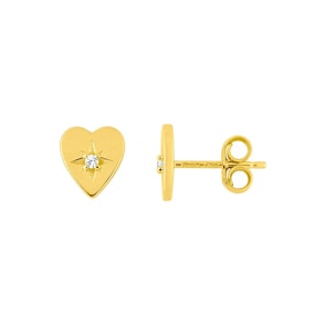 Ohrstecker 750/18 K Gelbgold mit Zirkonia, Kompass Herz