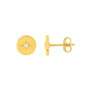 Ohrstecker 750/18 K Gelbgold mit Zirkonia, Kompass