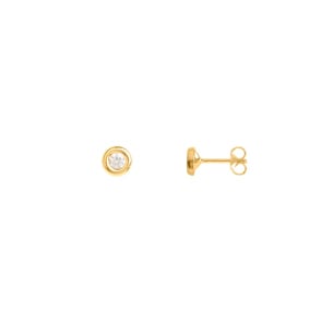 Clous d'oreilles or jaune 750/18 ct avec zircones Ø 3mm