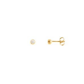 Clous d'oreilles or jaune 750/18 ct avec zircones Ø 3mm