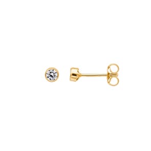 Ohrstecker 750/18 K Gelbgold mit Zirkonia Ø 3mm